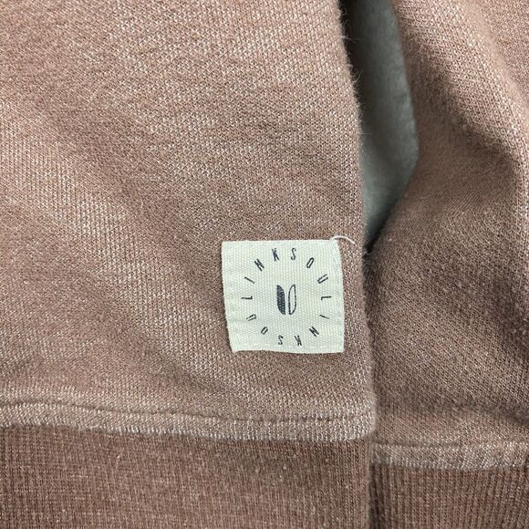 Linksoul Sweatshirt Mens XL Red Brown Pocket Pullover Crew Knit Casual Jacket - Picture 6 of 8